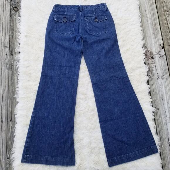 Y2K Flare Jeans NY & CO Size 2 Dark Stretch Denim Trouser Wide Leg Flared Jean - Picture 9 of 9